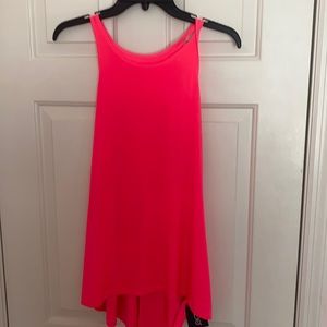 Onzie tie back tank. Neon pink